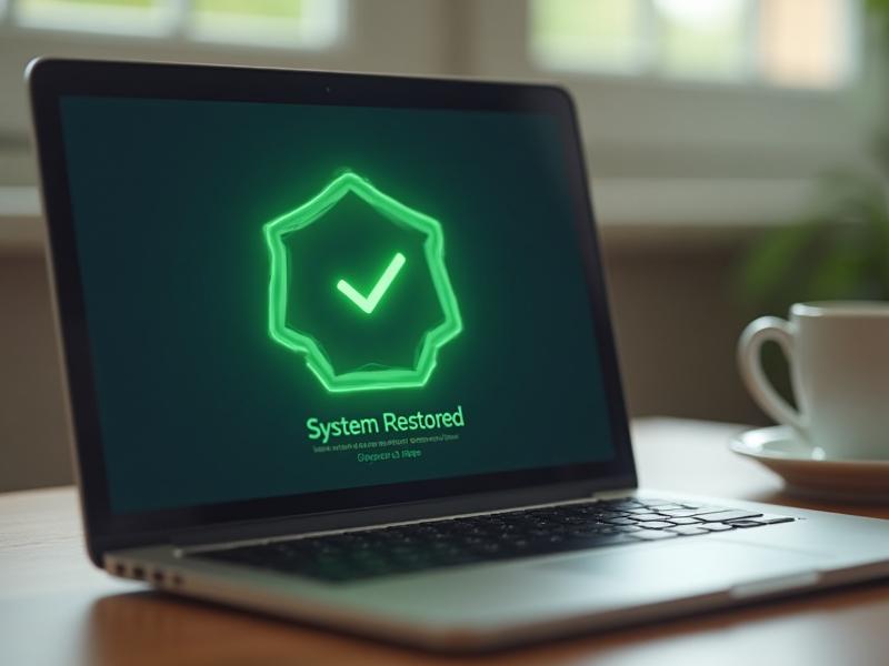 MacBook Pro displaying a system recovery successful screen